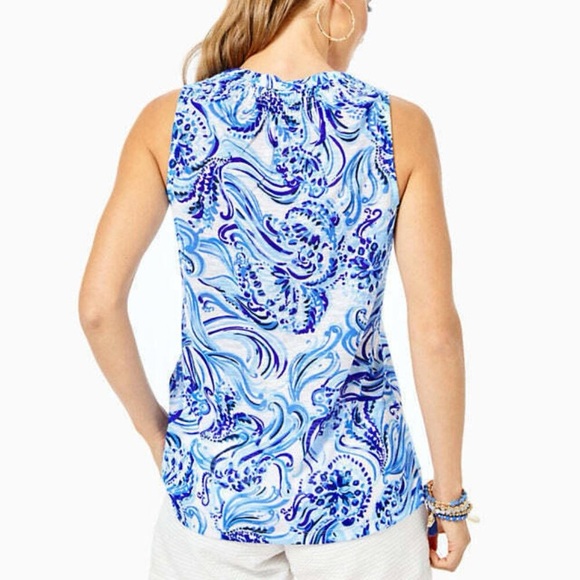 Lilly Pulitzer Essie Tank Top in Don’t Be Jelly print Blue Resort Size XXL - Picture 4 of 16